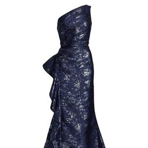 Teri Jon Fitted Navy Metallic Mother of the bride gown